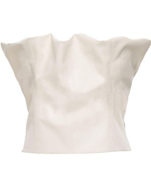 KRIS MARAN Vegan Leather Top - White