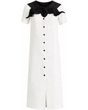 Julia Allert Straight Midi Shirt Dress With Adjustable Collar - White