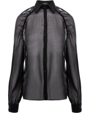 AVENUE No.29 Sheer Silk Raglan Sleeve Shirt - Black