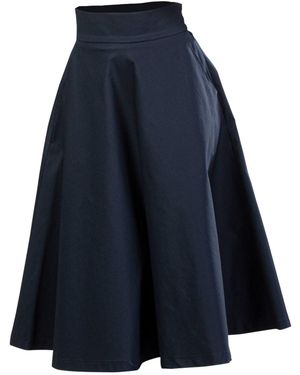 Nikka Place Estelle Dark Cotton Midi Skirt - Blue