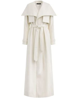 KRIS MARAN Maxi Leather Trench Coat - White