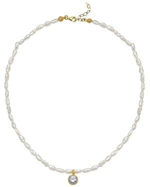 LINYA JEWELLERY Cosmic Pearl Zodiac Necklace Lilac Birthstone - Metallic