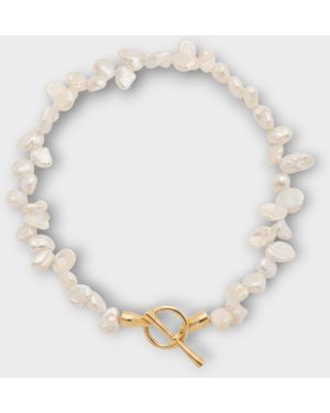 LINYA JEWELLERY Asymmetrical Pearl Necklace - Metallic