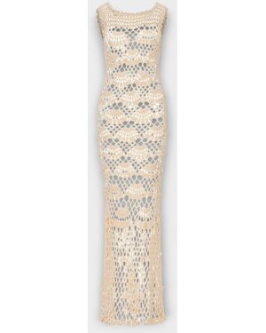 Andreeva Pearl Handmade Maxi Crochet Dress - Natural