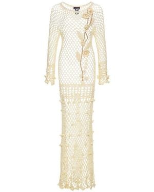 Andreeva Long Sleeve Butter Vanilla Handmade Crochet Dress - White