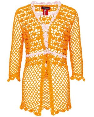 Andreeva California Poppy Handmade Crochet Shirt - Orange