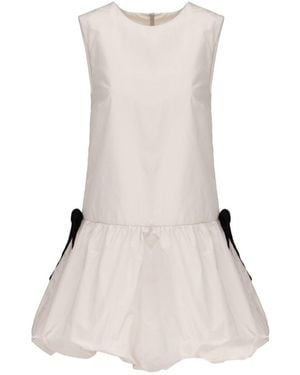 Georgette Light Sculptural Bubble Hem Mini Dress - Natural