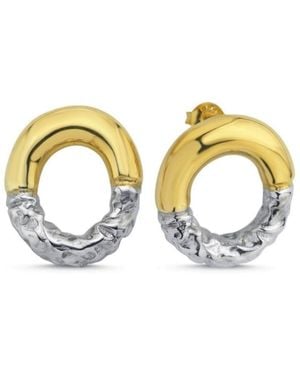 LINYA JEWELLERY Rety Double Color Oval Earrings - Metallic
