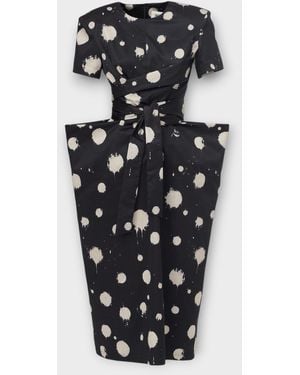 Julia Allert Polka Dot Midi Dress With Belt - Black