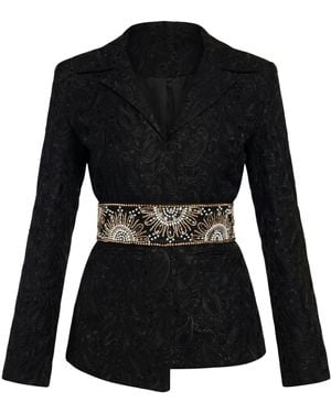 International Appeal Paisley Textured Blazer - Black
