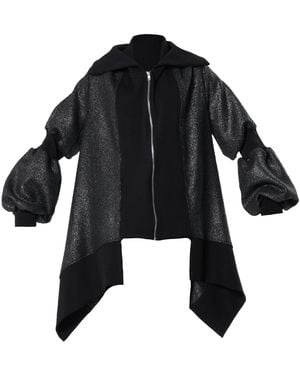 Metamorph Extravagant Asymmetrical Metallic Cardigan - Black