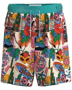 Live Kolibri Fuerte Print Eco-Friendly Board Swimshorts - Blue