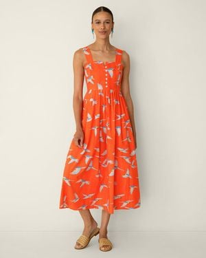 Draper James Esme Midi Dress In Parrot Print - Orange