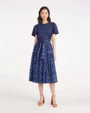 Draper James Midi Skirt In Bandana Blue