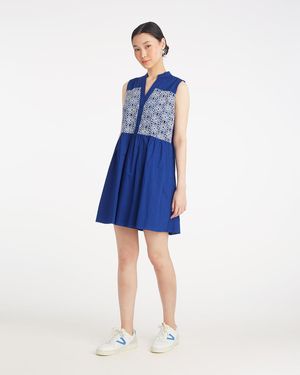 Draper James Sami Sleeveless Shirtdress In Daisy Lace - Blue