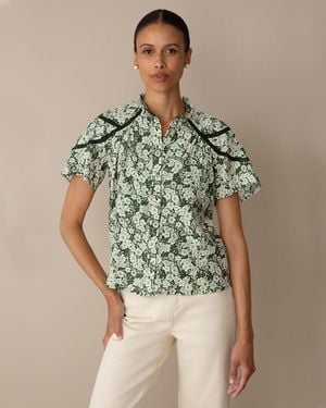 Draper James Top In Dark Green Foral