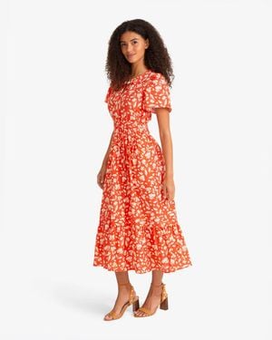 Draper James Hollie Midi Dress In Floral Poppy - Red