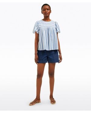Draper James Flutter Sleeve Top In Wave Stripe - Blue
