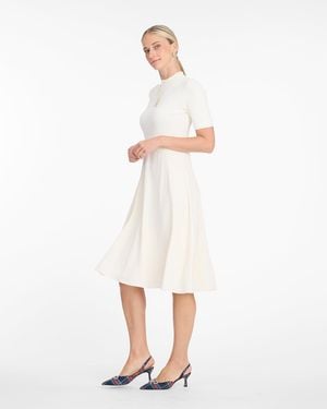 Draper James Ava Mixed Media Midi Dress In Frosted - White