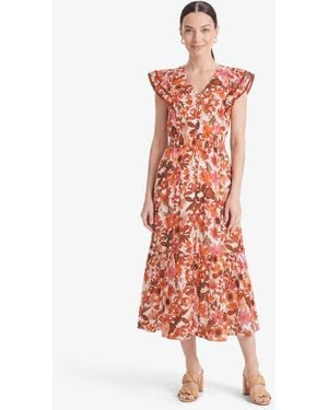 Draper James Meg Midi Dress In Botanical Garden - White