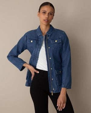 Draper James Field Jacket In Dark Wash Denim - Blue