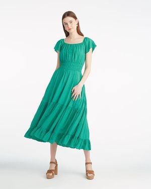 Draper James Berkeley Smocked Waist Midi Dress In Green