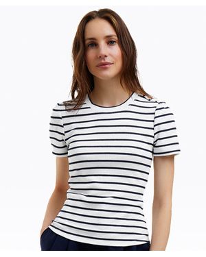 Draper James Stripe Crewneck Tee - White
