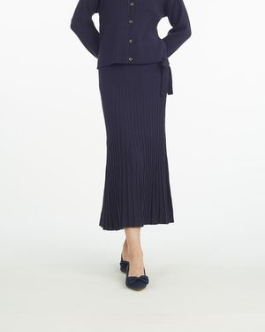 Draper James Luxe Pleated Maxi Skirt - Blue