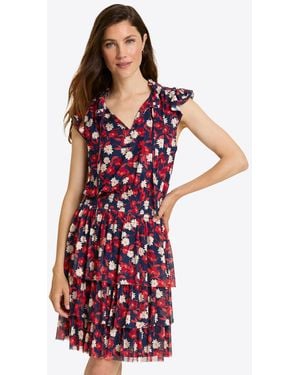 Draper James Alana Tiered Dress In Stretch Mesh