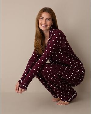 Draper James Linda Long-sleeve Pajama In Maroon - Brown