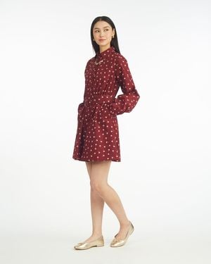 Draper James Lily Long-sleeve Mini Dress In Burgundy Buds - Red