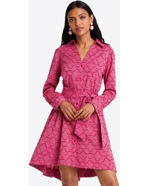 Draper James Layla Shirtdress In Textured Stripe - Pink