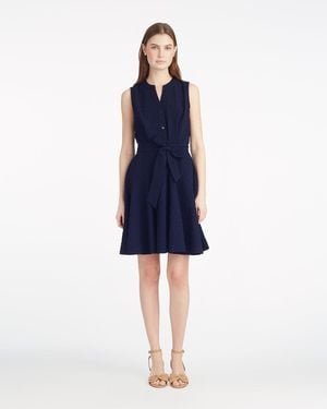 Draper James Avery Sleeveless Shirtdress In Seersucker - Blue