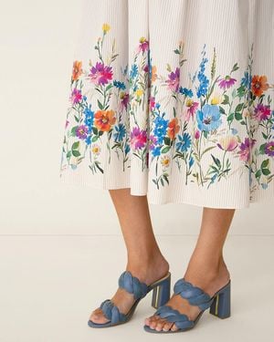 Draper James Dolly Heel Sandal In Chambray - Blue