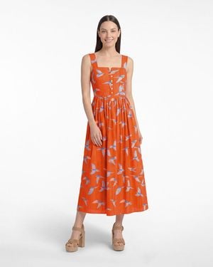 Draper James Esme Midi Dress In Parrot Print - Orange