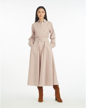 Draper James Eliza Midi Shirtdress In Rust Stripe - Natural