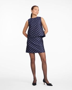 Draper James Sleeveless Top In Fan Floral Jacquard - Blue
