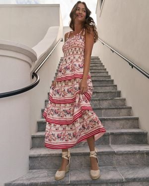Draper James Brooke Multi Tier Midi Dress In Floral - Multicolor