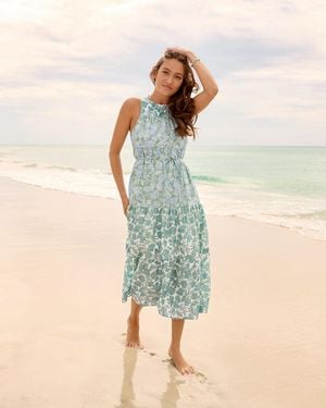 Draper James Marlow Two Tone Shell Midi Dress - Blue