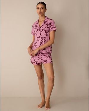 Draper James Sara Pajama Set In Trellis Bow - Pink