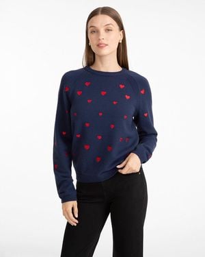 Draper James Ditsy Heart Crewneck Sweater - Blue