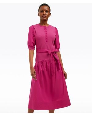 Draper James Celeste Mixed Media Dress In Raspberry Pink