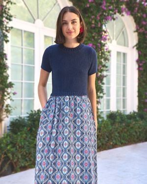Draper James Chiara Mixed Media Midi Dress - Blue