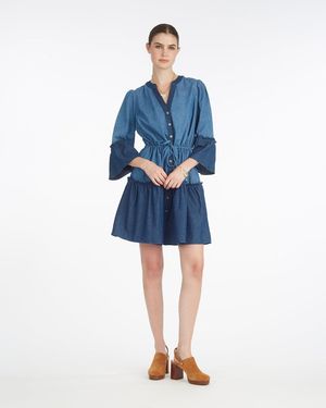 Draper James Avery Shirtdress In Chambray - Blue