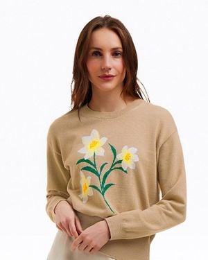 Draper James Daffodil Crewneck Sweater - Brown