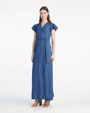 Draper James Reagan Denim Maxi Dress In Medium Wash - Blue