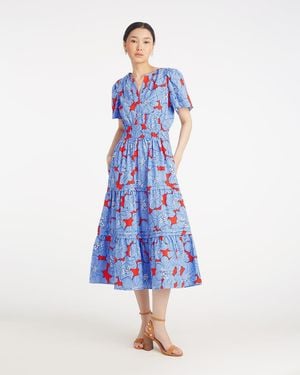Draper James Hollie Midi Dress In Floating Floral - Blue
