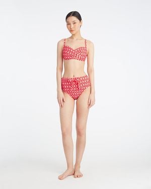 Draper James Red Geo Bikini Top