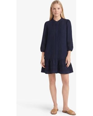Draper James Molly Mini Dress In Embroidered Stripe - Blue