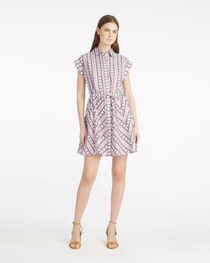 Draper James Phoebe Mini Shirtdress In Dotted Stripes Jacquard - Pink